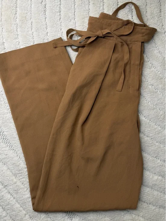 Aritzia Babaton Tan Tie Waist Dress Pants - Size 0 - Picture 1 of 4